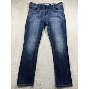 Daytrip Womens Mila Straight Distressed Blue Denim Jeans 34R Meas: 38x31.5